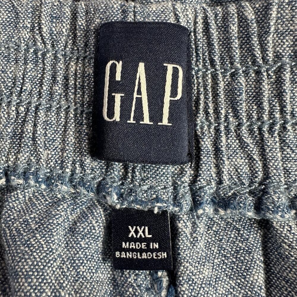 GAP Sz XXL Blue Linen Blend High Rise Elastic Waist Pull On Shortie Shorts 39x4 - Picture 7 of 9